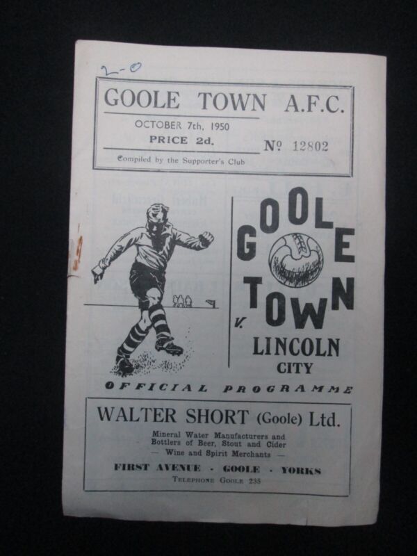 Goole Town v Lincoln City 1950 Football Programme C21 for sale on Ebay