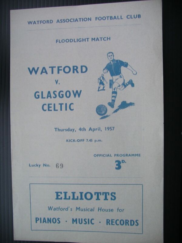 WATFORD  v  Glasgow Celtic  56/7  Friendly. for sale on Ebay