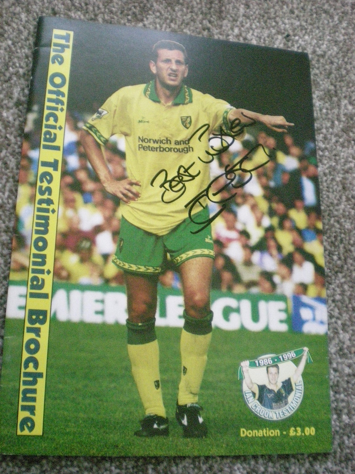 NORWICH CITY, IAN CROOK TESTIMONIAL BROCHURE,1996,NO WRITING,VERY GOOD CONDITION for sale on Ebay