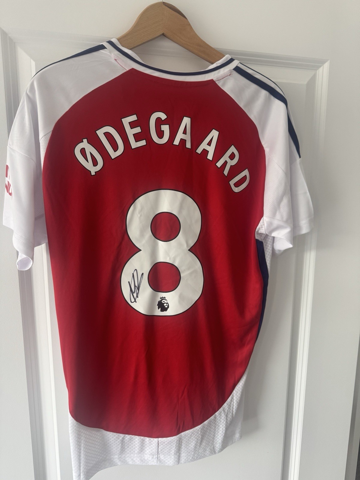 Hand Signed Odegaard On A Replica Arsenal 24/25 Home Shirt for sale on Ebay