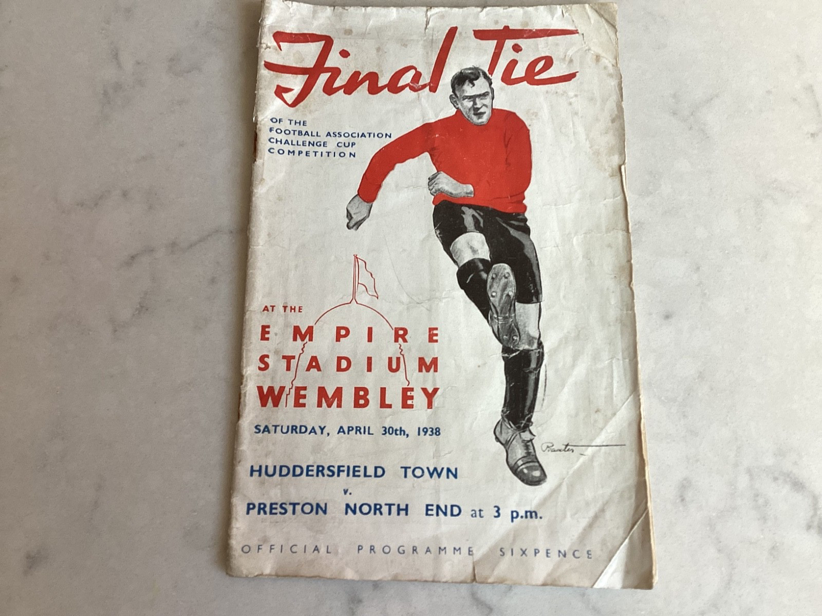 1938 FA Cup Final Huddersfield Town v Preston North End. no writing for sale on Ebay