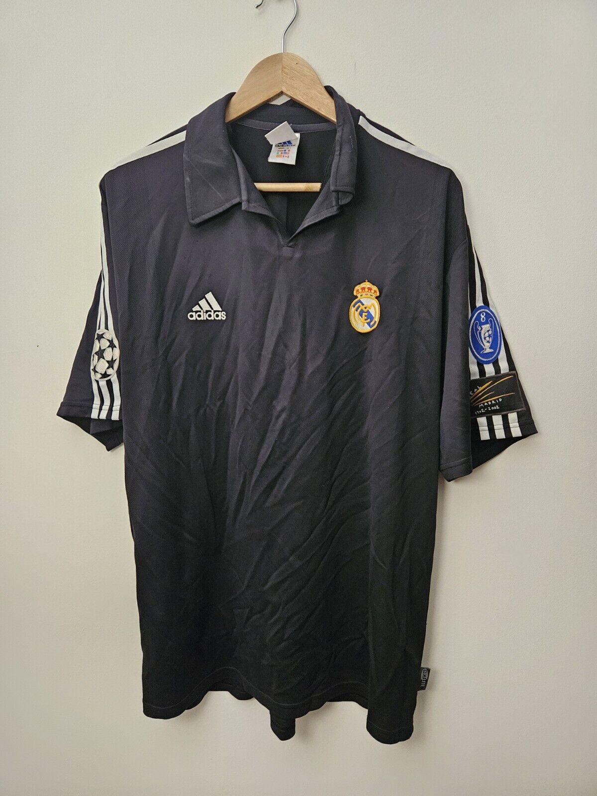 RARE REAL MADRID CHAMPIONS LEAGUE 2002 CENTENARY AWAY FOOTBALL SHIRT ADIDAS XL for sale on Ebay