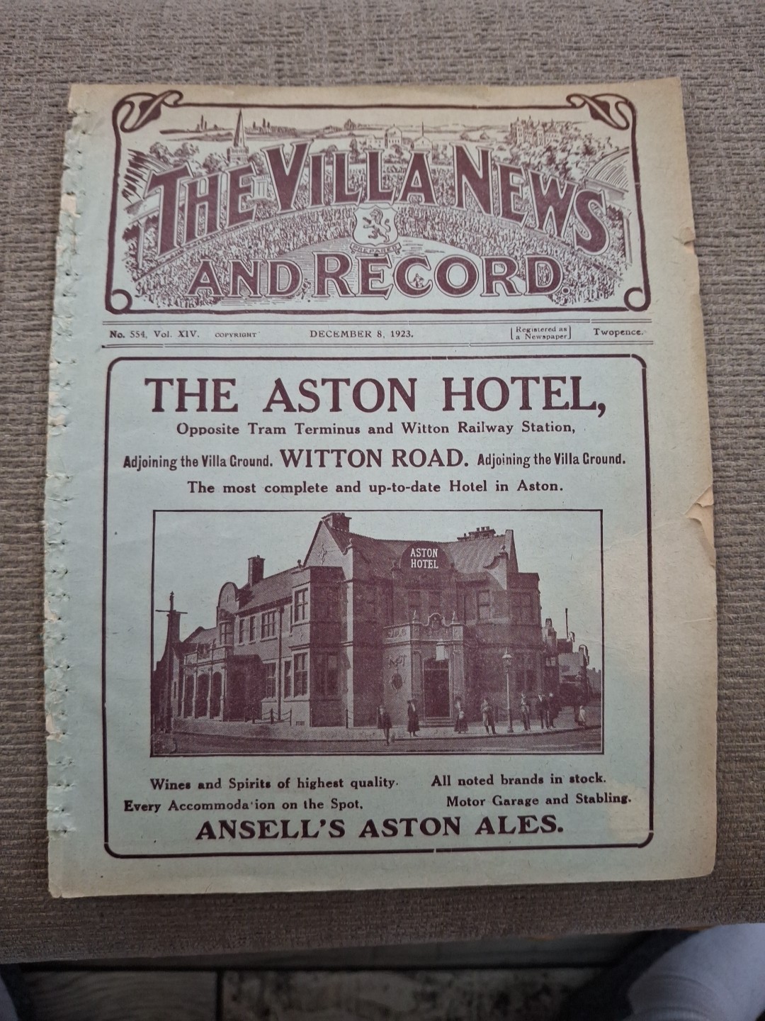Dunlop v Hughes-Johnson Stampings prog.  8/12/1923  Cup Final @ Aston Villa for sale on Ebay