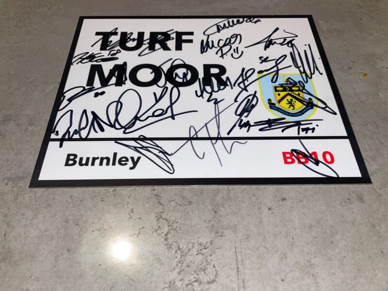 BURNLEY FC SIGNED 2024/2025 METAL STREET SIGN FOOTBALL SHIRT PROOF PHOTO 1 for sale on Ebay
