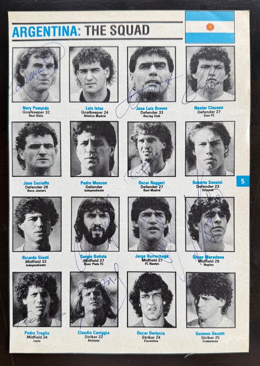ARGENTINA 1990 World Cup Team signed Photo MARADONA PUMPIDO BATISTA CANIGGIA for sale on Ebay