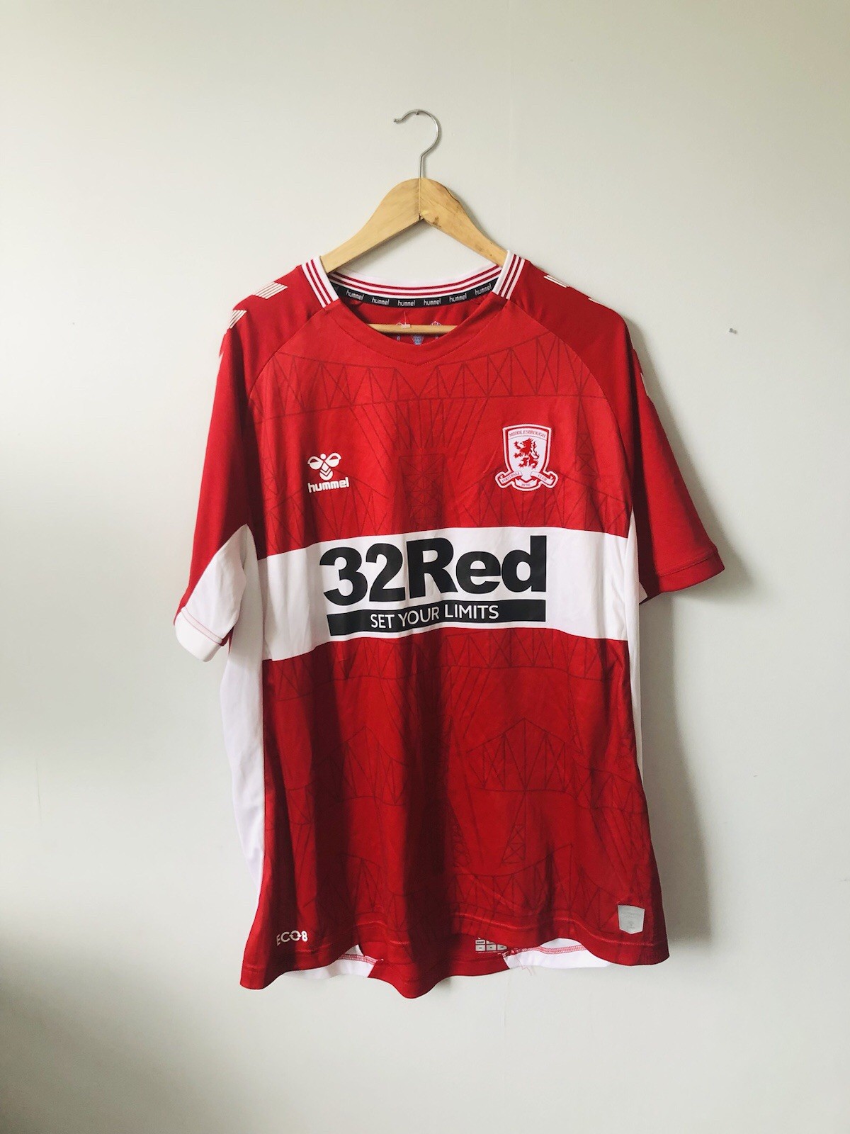 Middlesbrough FC ,Hummel,red and white Home shirt 2021-22 UK/US XL for sale on Ebay