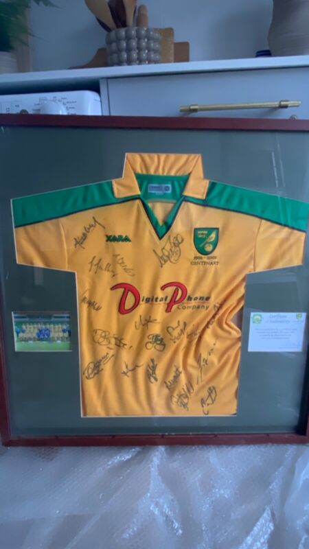 2002 signed Norwich city shirt framed for sale on Ebay