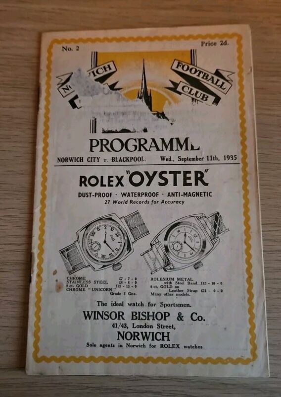 Norwich City V Blackpool 1935 Programme  for sale on Ebay