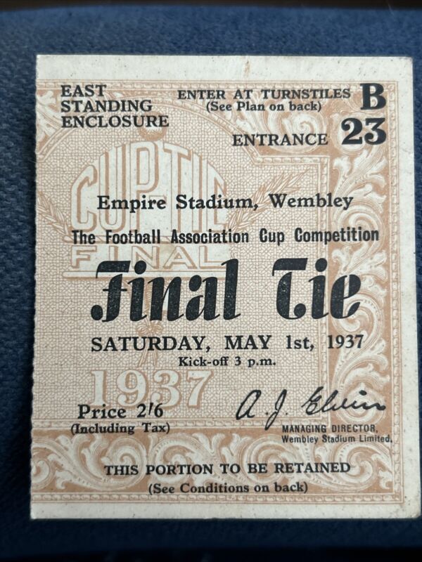 Sunderland v Preston North End - 1937 FA Cup Final Ticket. Rare STANDING ENCLOS for sale on Ebay
