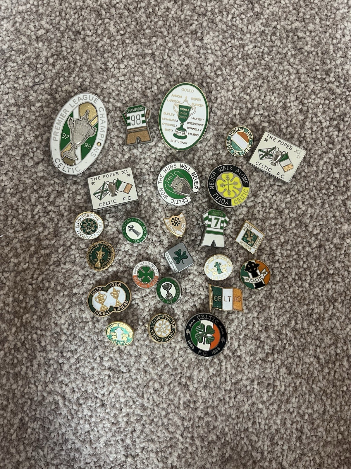 Various Celtic Football Badges for sale on Ebay