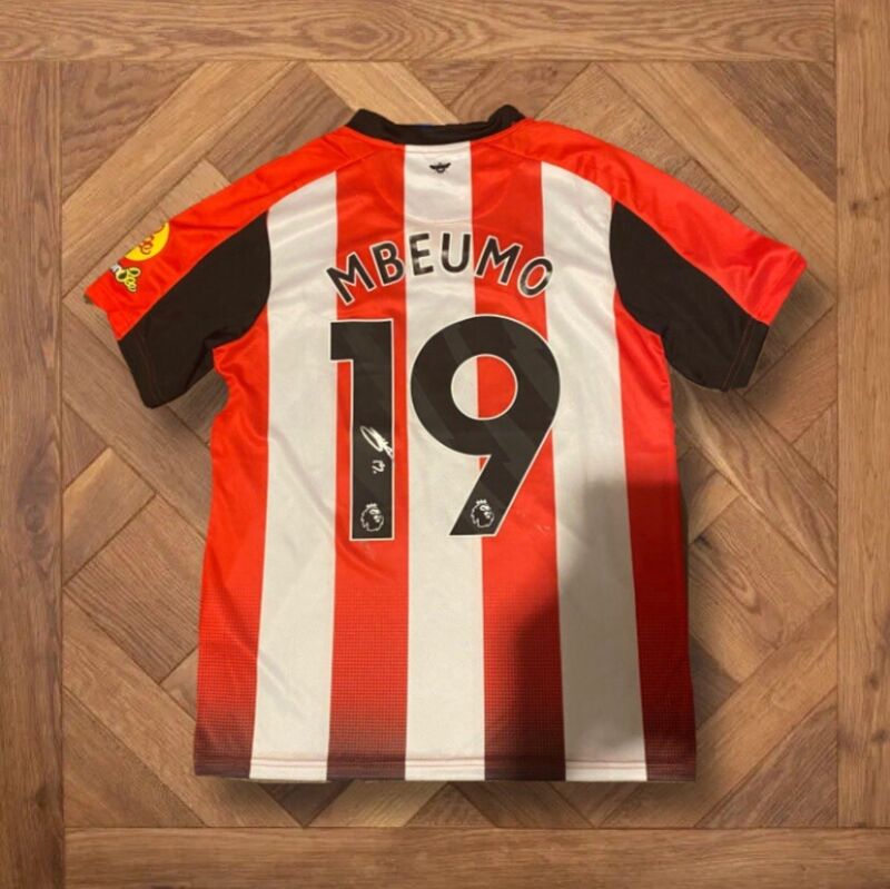 Bryan Mbeumo *HAND SIGNED* Brentford Home Shirt for sale on Ebay