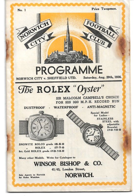 1936/37 Norwich City v Sheffield United match programme for sale on Ebay