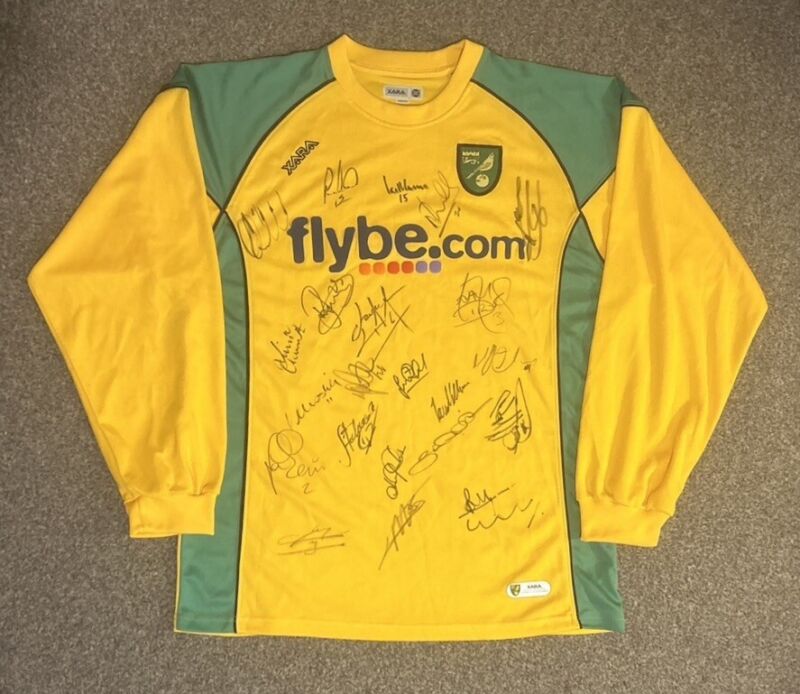 Squad Signed Norwich City 2007/08 Long Sleeved Home Shirt, XL, VGC for sale on Ebay
