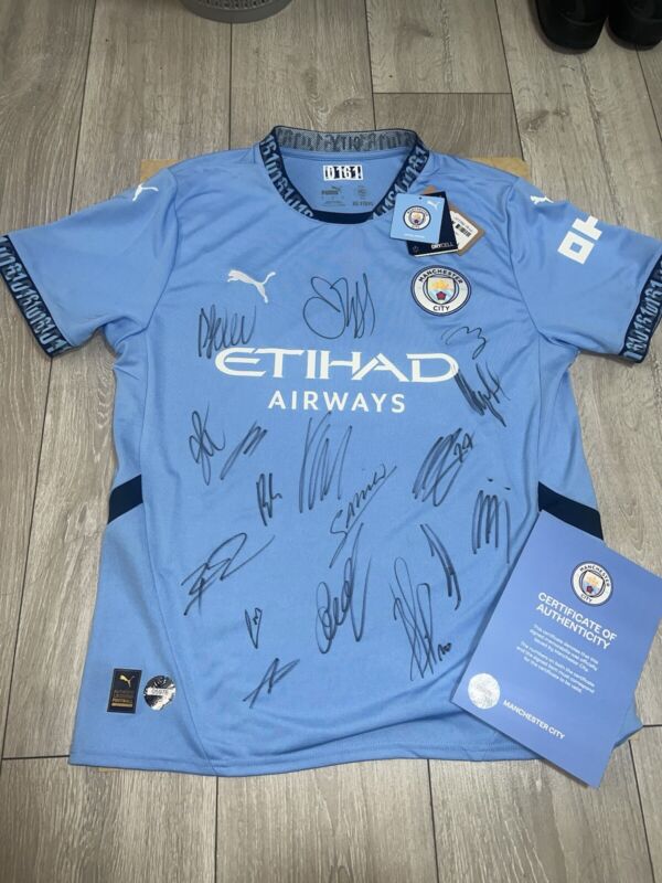 Manchester City Squad Signed Shirt With Club Coa Season 24/25 Haaland Shirt  for sale on Ebay