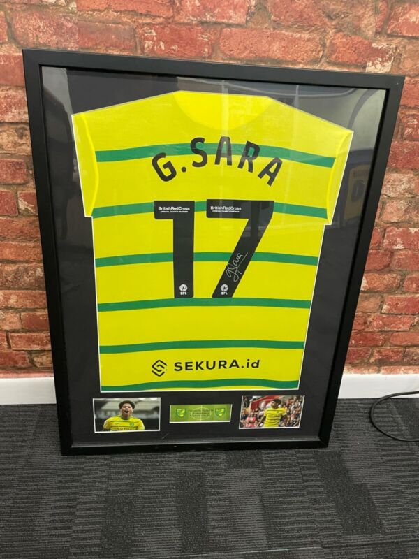 Sara - Signed & Framed Norwich Shirt - With CoA for sale on Ebay