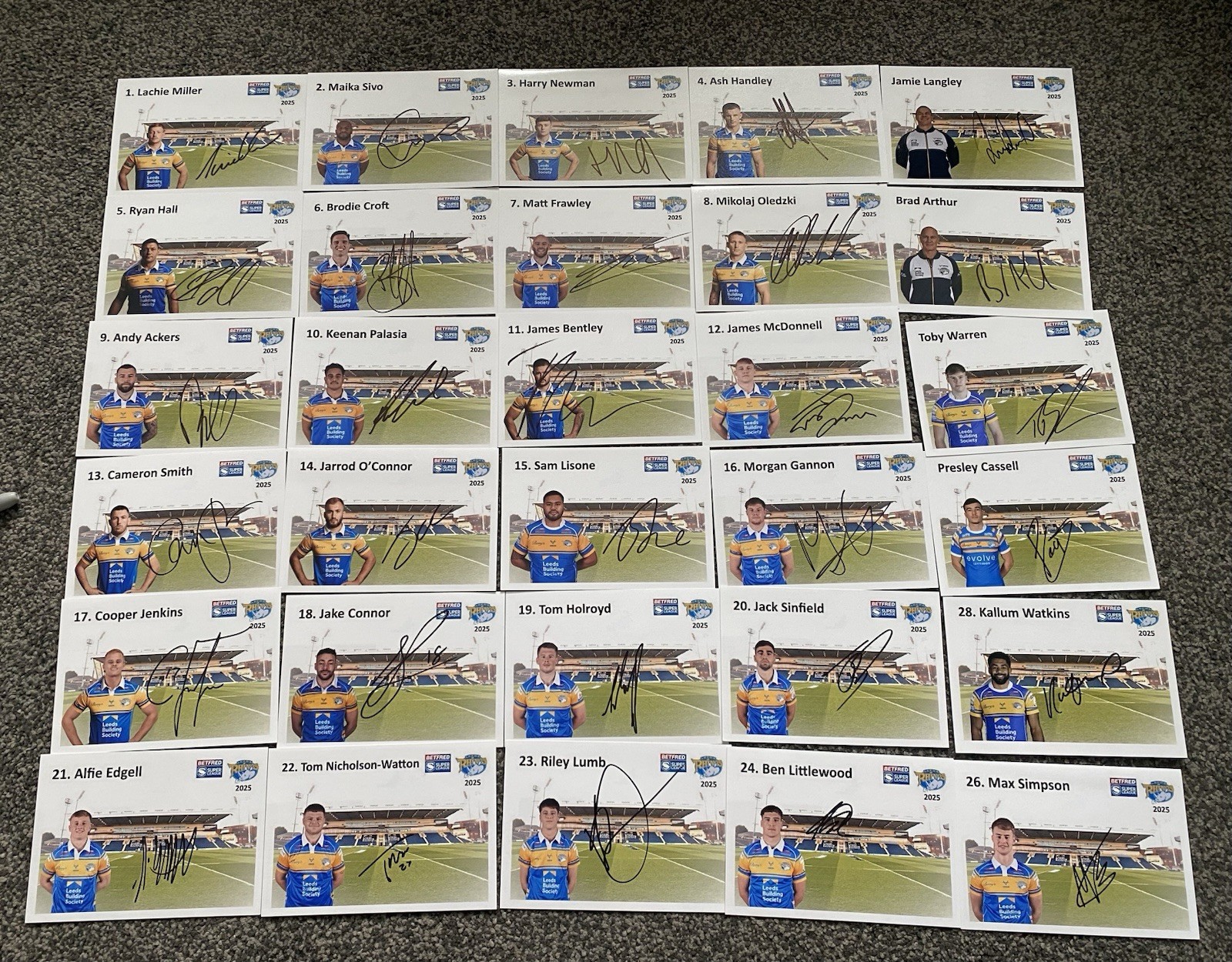30 Leeds Rhinos 2025 Signed 6x4 Photos Rugby including Miller Smith Arthur  for sale on Ebay