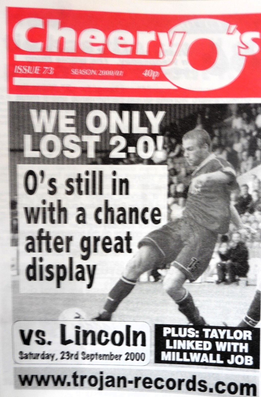 CHEERY O'S ISSUE:- 73 LEYTON ORIENT V LINCOLN CITY 23/9/2000 FANZINE #MINT# for sale on Ebay
