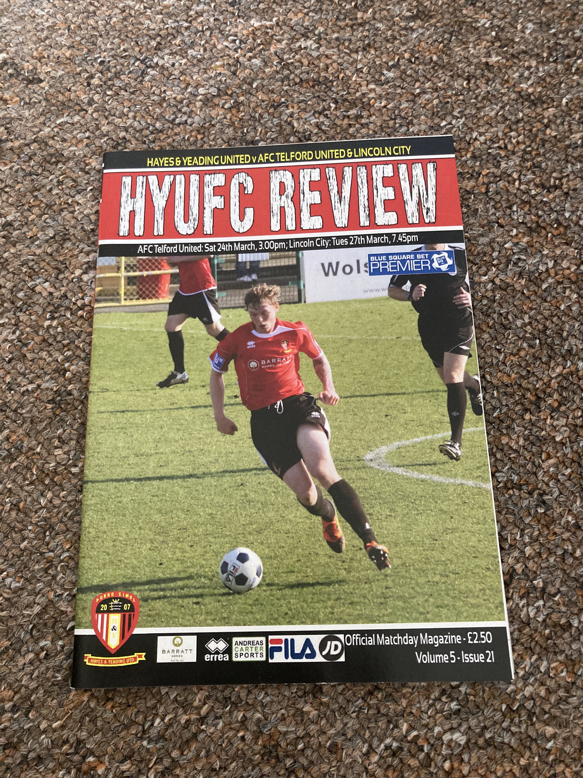 Hayes & Yeading v AFC Telford & Lincoln city 2012 for sale on Ebay