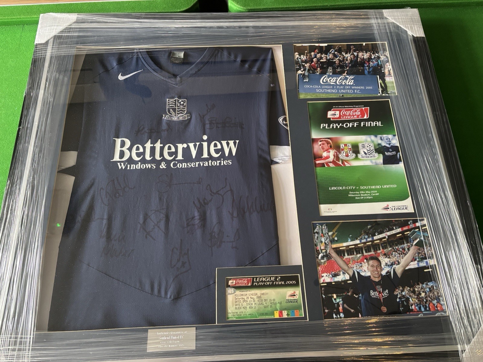 Framed Southend United Signed Shirt. Playoff Final 2005 for sale on Ebay