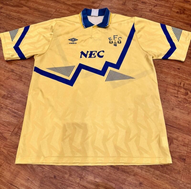 Everton Away Football Shirt shirt  1990-1991. XL for sale on Ebay