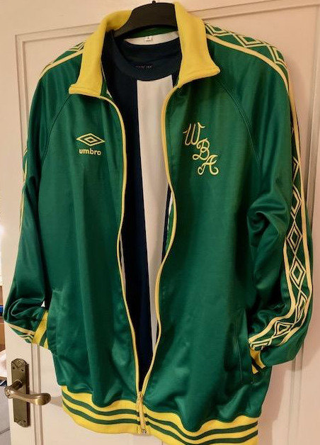 West Bromwich Albion away, new, size large, reproduction track top, for sale on Ebay