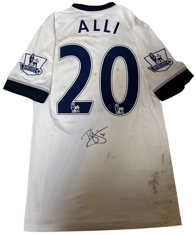 Tottenham 2015/16 Dele Alli Signed Match Worn Shirt AIA Thailand Home Medium for sale on Ebay