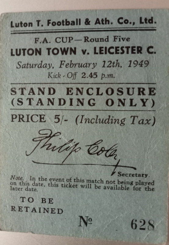 Luton Town v Leicester City 1948-49 FA Cup Ticket for sale on Ebay