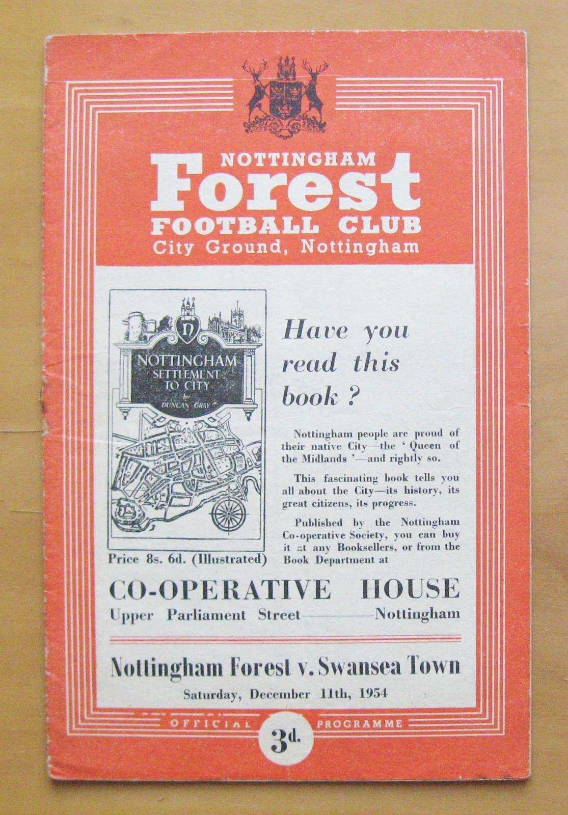 NOTTINGHAM FOREST v SWANSEA TOWN 1954/1955 *Good Condition Football Programme* for sale on Ebay