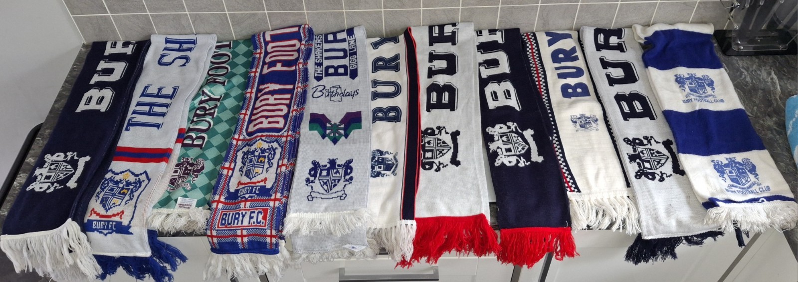 Collection of 11 Bury Football Scarves for sale on Ebay