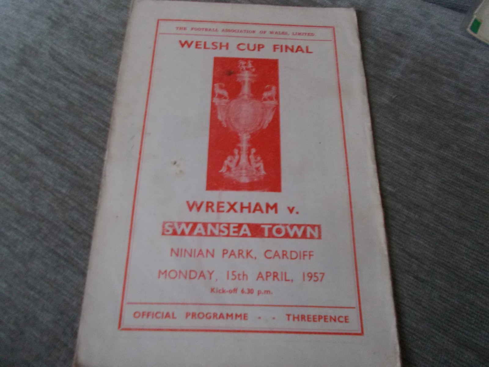 56-57 Welsh cup Final Wrexham v Swansea Town At Ninian Park for sale on Ebay