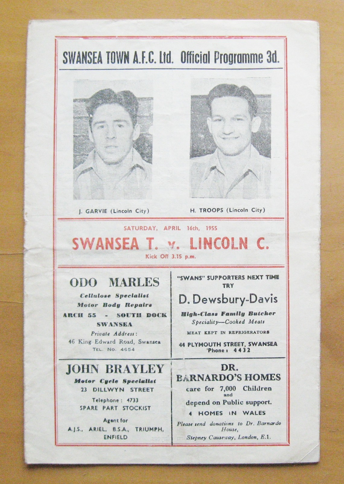 SWANSEA TOWN v LINCOLN CITY 1954/1955 *Good Condition Football Programme* for sale on Ebay