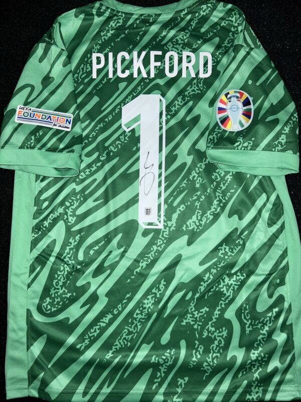 SIGNED ENGLAND JORDAN PICKFORD ENGLAND EUROS 2024 SHIRT EVERTON SUNDERLAND AFC for sale on Ebay