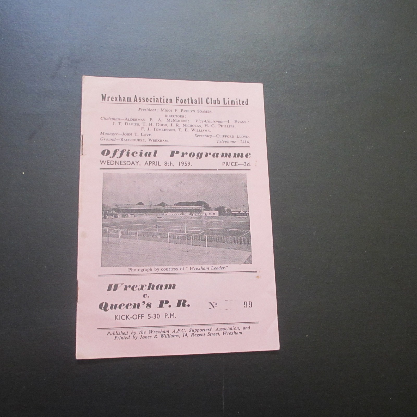 Wrexham v QPR Div 3 1958/9 for sale on Ebay