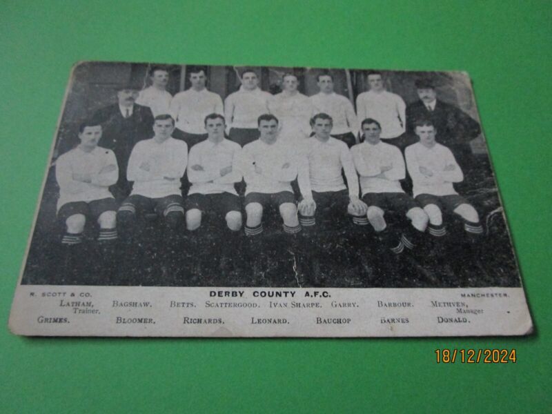DERBY COUNTY A.F.C. POSTCARD TEAM GROUP 1911/12  inc. STEVE BLOOMER for sale on Ebay