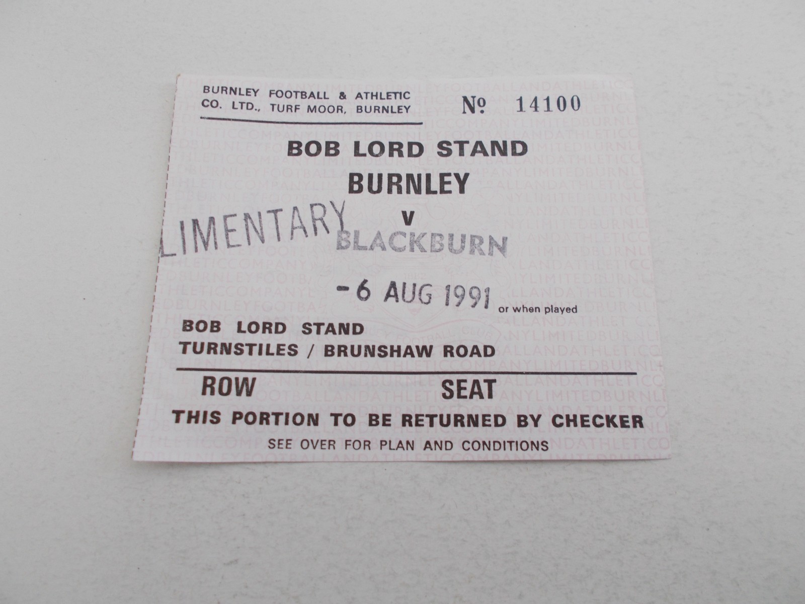 TICKET  Burnley  v  Blackburn Rovers  91/92  Anglo Scottish Cup for sale on Ebay