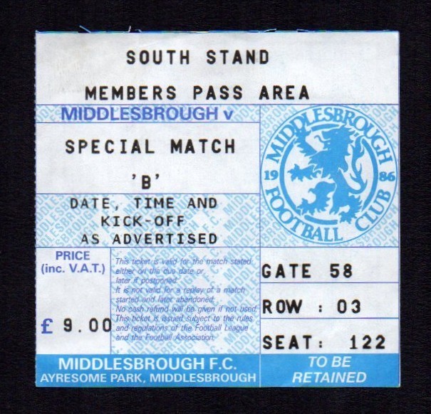 1991/92 MIDDLESBROUGH 0-0 MANCHESTER UNITED LEAGUE CUP SEMI 1ST LEG 04.03.92  for sale on Ebay