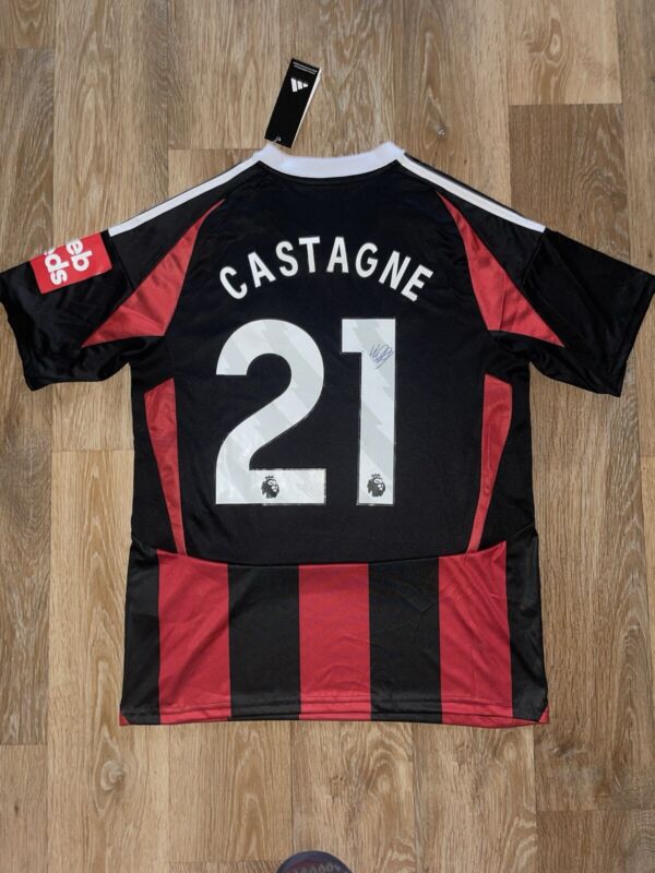 Timothy Castagne hand signed Fulham FC 24/24 Away shirt jersey proof for sale on Ebay