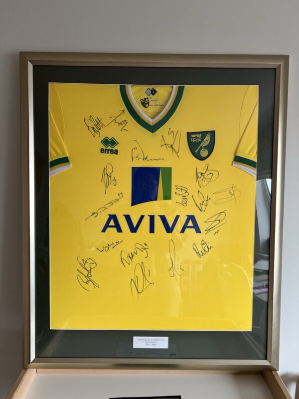 Norwich City Football Shirt Signed And Framed 2011-2012 Squad for sale on Ebay