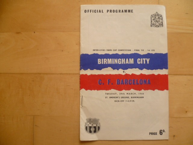 Birmingham City v Barcelona 1960 Final Inter Cities Fairs Cup for sale on Ebay