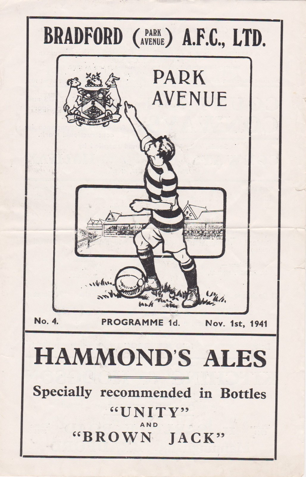 WW2 WAR-TIME FOOTBALL PROGRAMME BRADFORD PARK AVENUE V MIDDLESBROUGH 1941 for sale on Ebay
