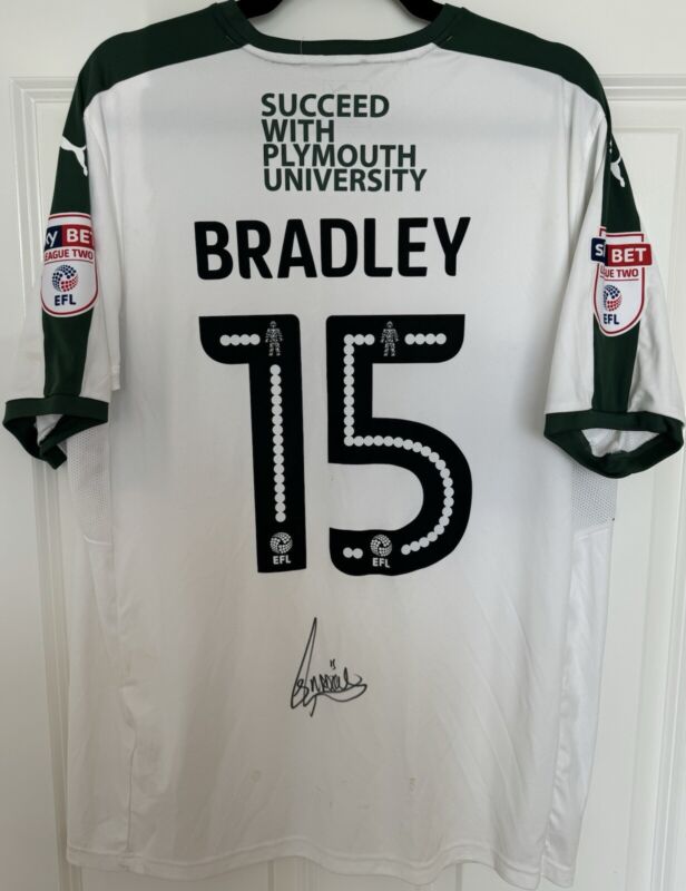 2016/17 - Plymouth Argyle Signed & Match Worn Away Shirt (#15 Sonny Bradley) for sale on Ebay