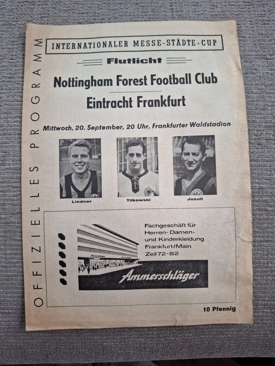 RARE Eintracht Frankfurt v Nottingham Forest programme.  20/9/1967  Fairs Cup for sale on Ebay