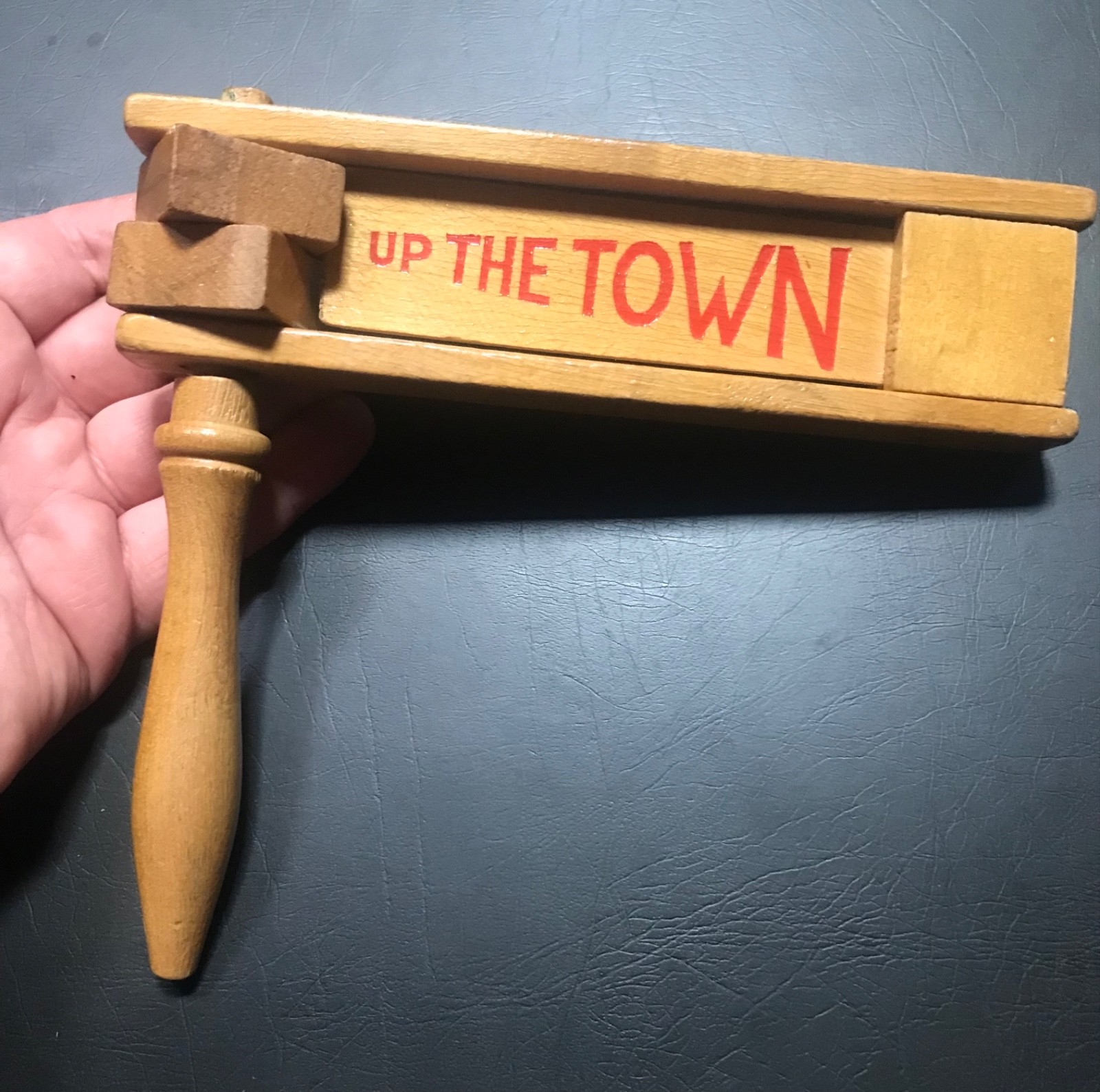 Vintage wooden football rattle up the town Luton, Northampton, Ipswich Town etc for sale on Ebay