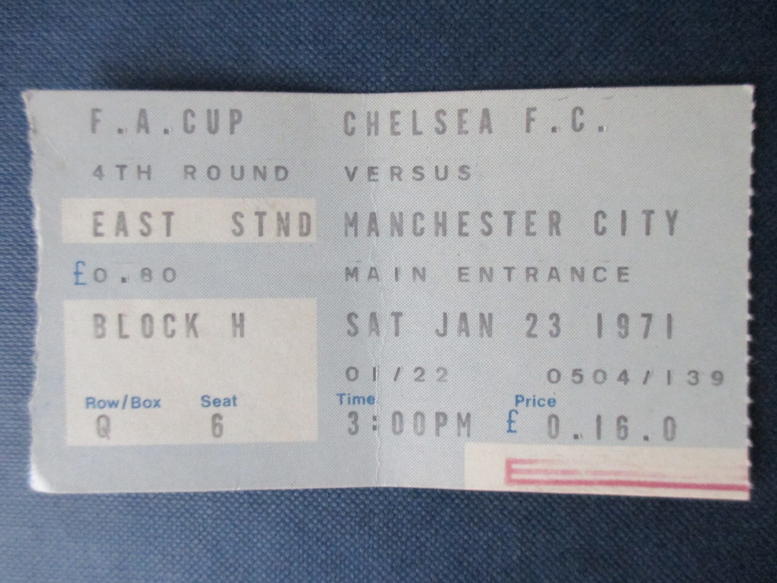 Chelsea v Manchester City FA Cup 4th Round January 1971 used ticket stub vgc for sale on Ebay