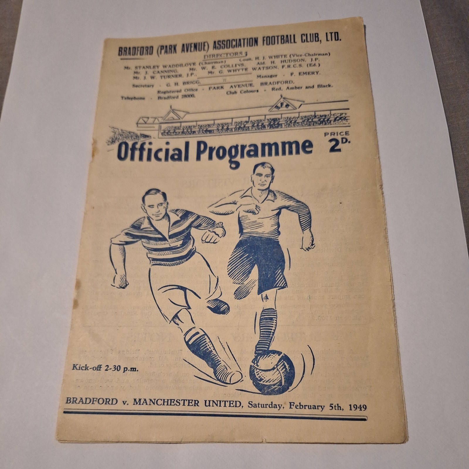 Bradford Park Avenue v Manchester Utd 1948/49 Fa cup Replay football programme for sale on Ebay