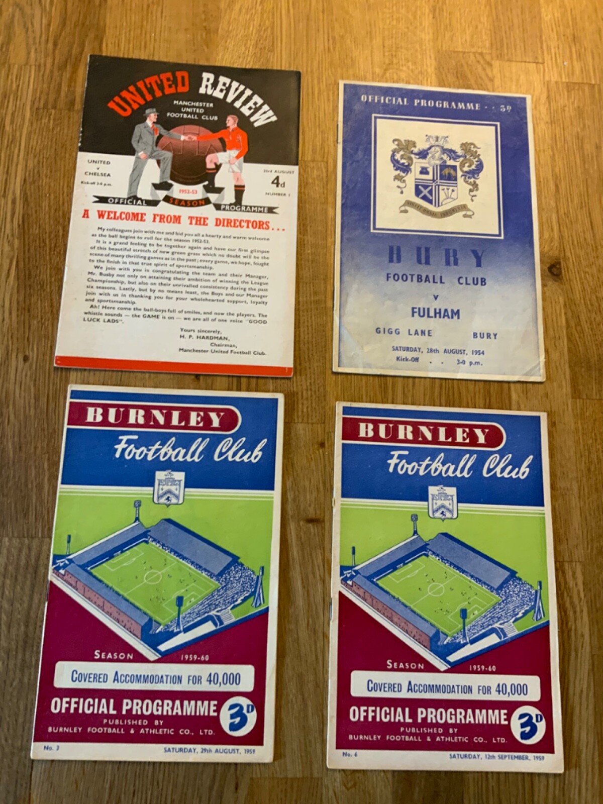 54/55 Bury v Fulham for sale on Ebay