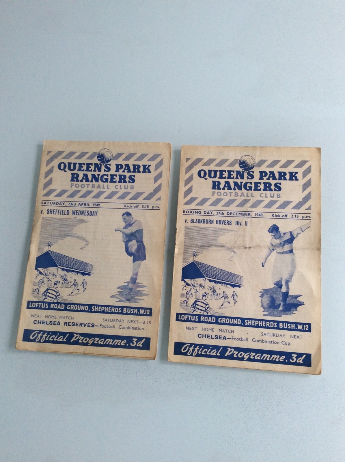2 X QUEENS PARK RANGERS HOMES FROM 1948 - 1949 V BLACKBURN, SHEFFIELD WEDNESDAY for sale on Ebay