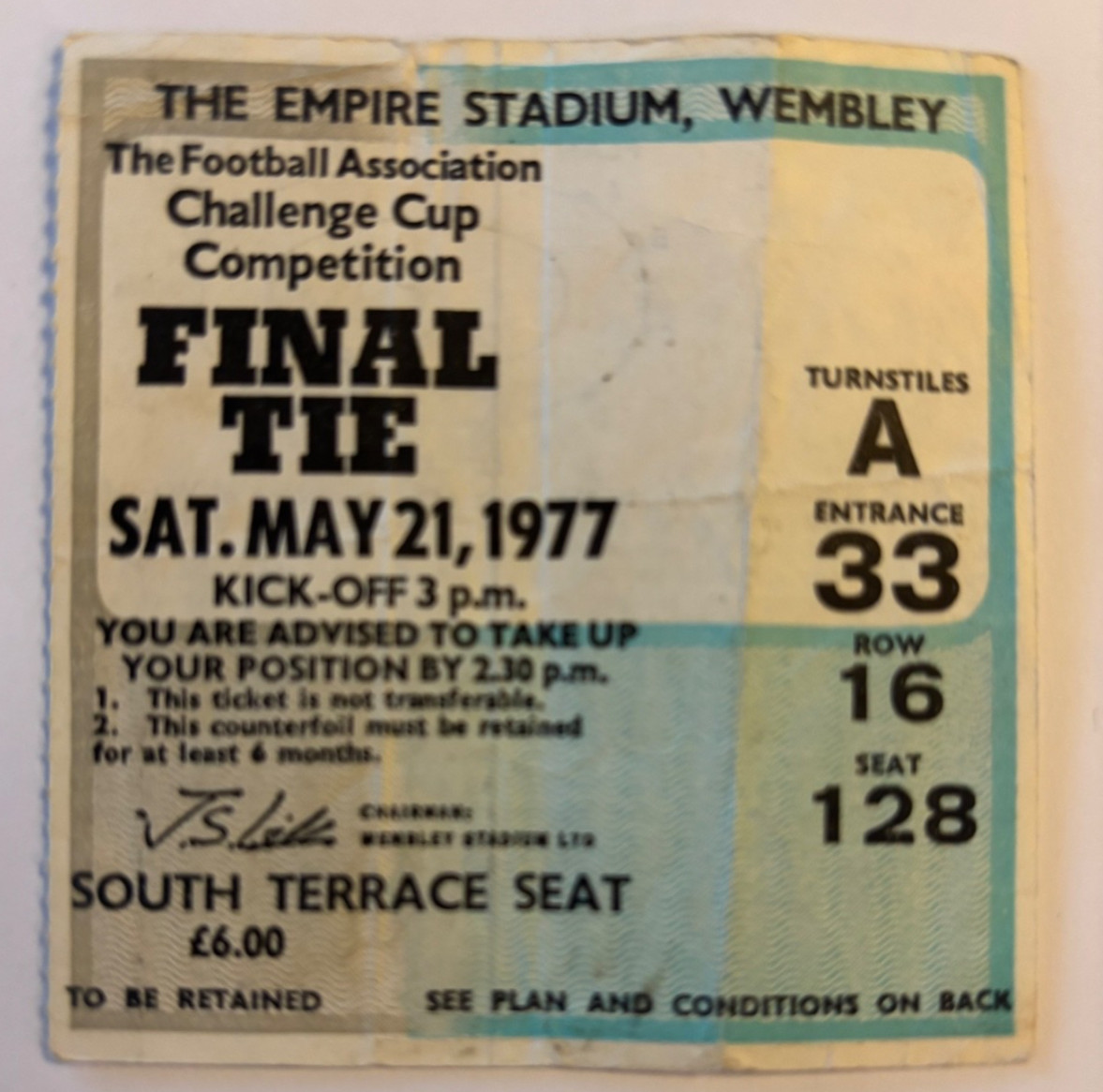 1977 Ticket Liverpool v Manchester United FA Cup Final at Wembley for sale on Ebay