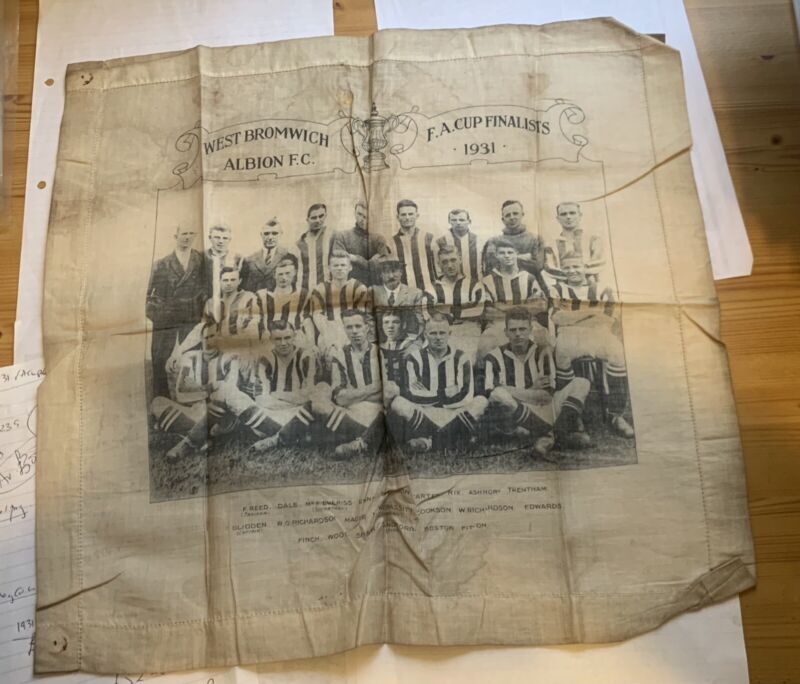 RARE 1931 West Bromwich FINALISTS FA Cup Cloth or Handkerchief WBA West Brom for sale on Ebay