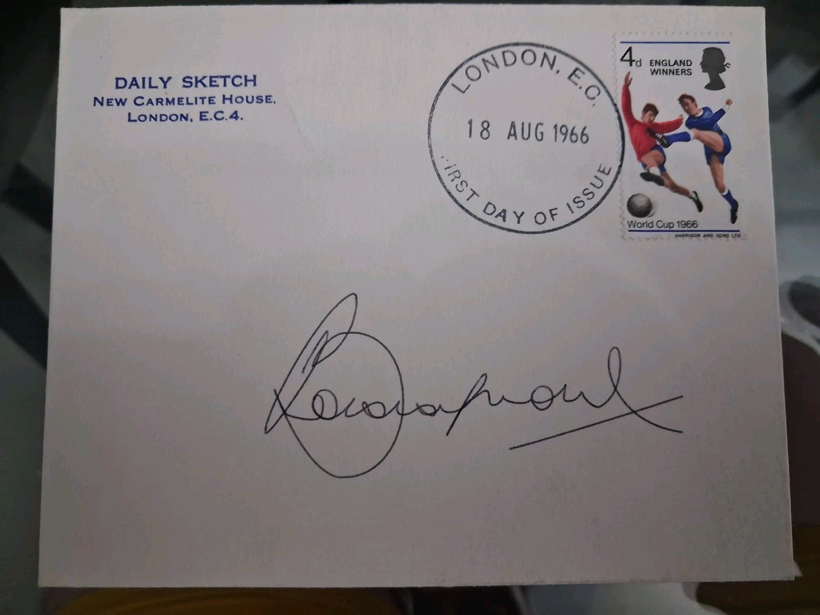 Bobby Moore Signed First Day Cover 18th of August 1966.  World Cup Winners Stamp for sale on Ebay